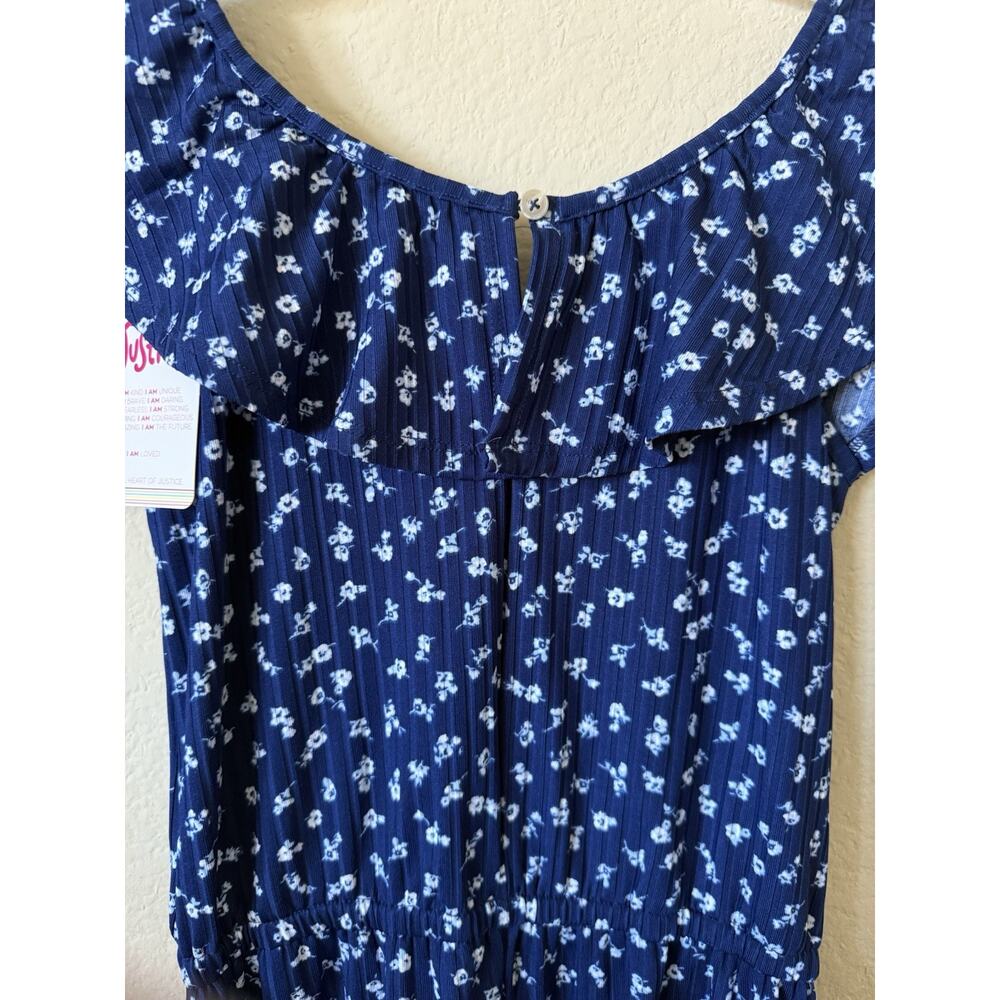 Lot Of 2 Justice Floral Ruffle Sleeveless Elastic Waist Girls Romper Size M 10 - Picture 15 of 15